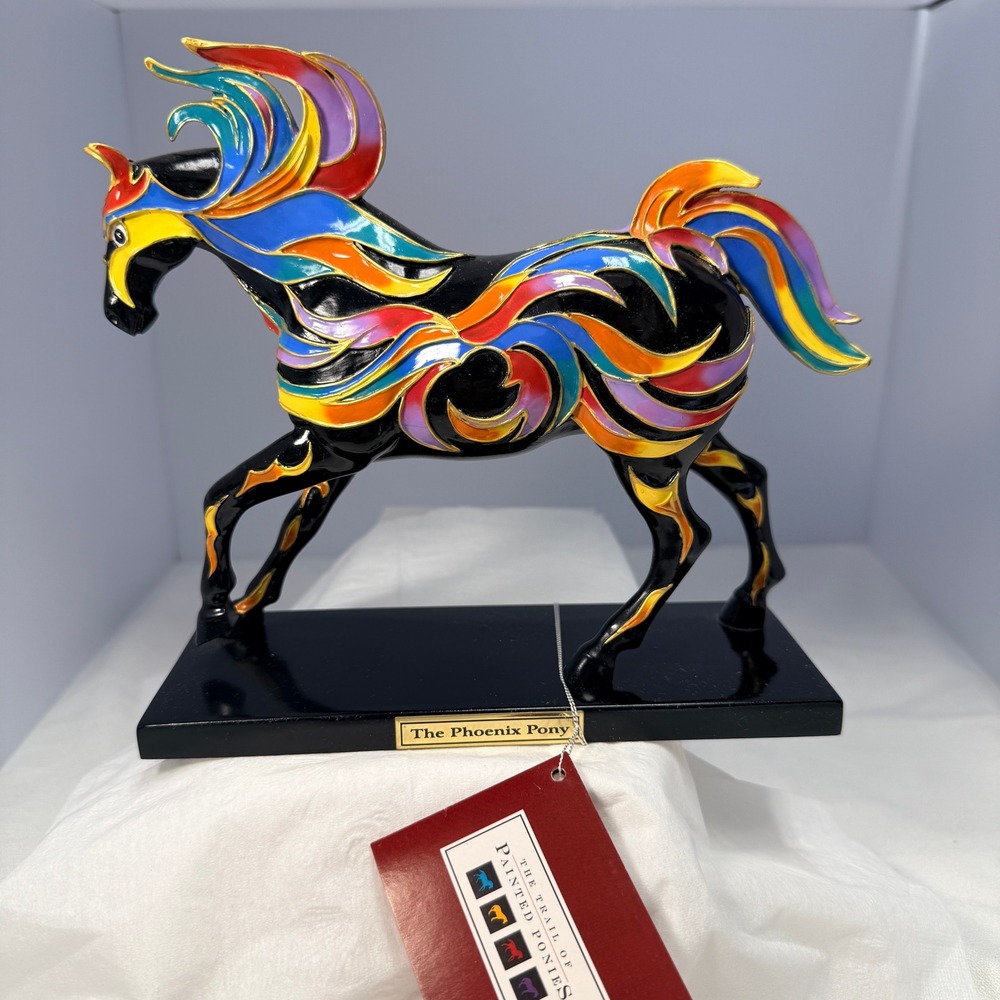 "Trail of Painted Ponies" Wildfire Horse Figurine Black Multicolor Excellent Art